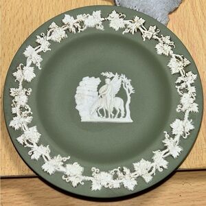 Vintage Wedgwood green Jasperware small plate